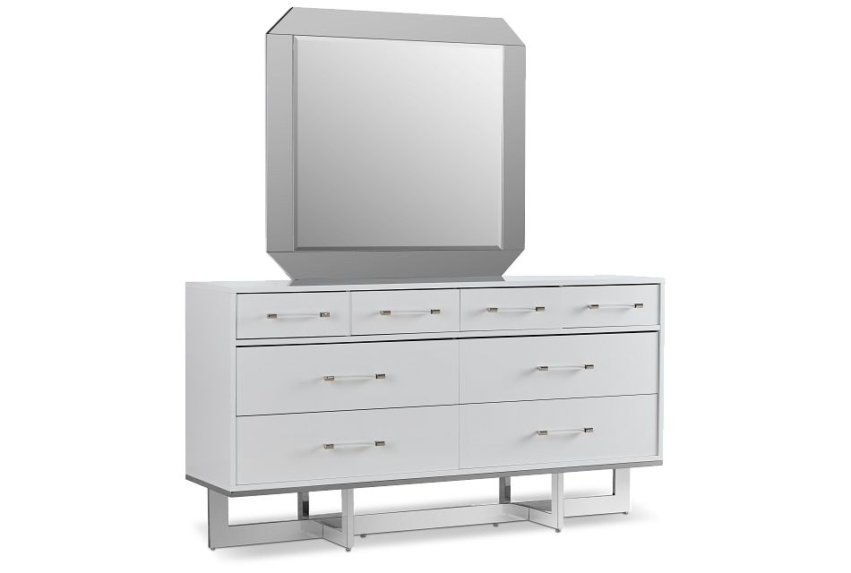 Cortina White Dresser & Mirror