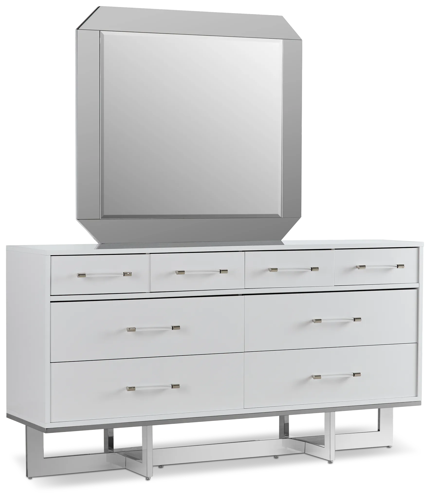 Cortina White Dresser & Mirror