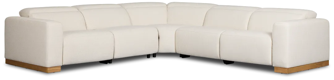 Leona Light Beige Fabric Small Triple Power Reclining Two-arm Sectional