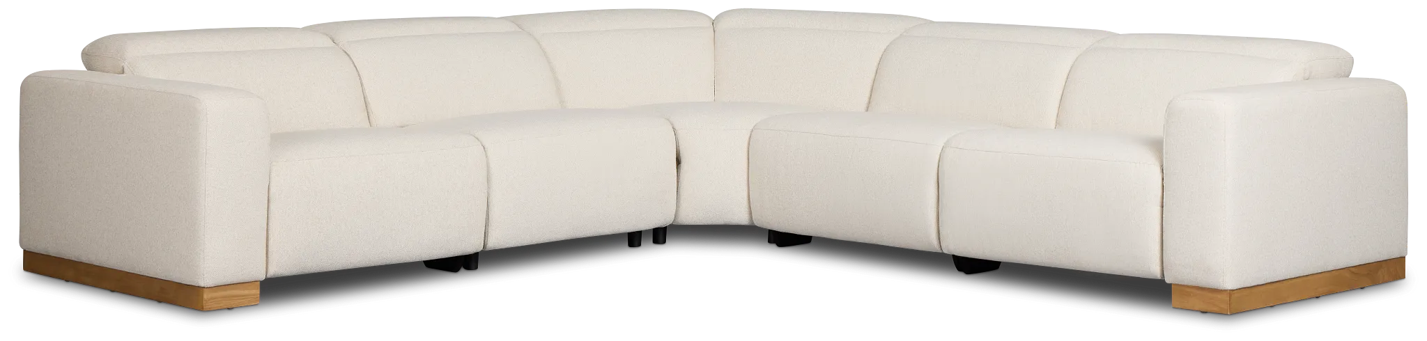 Leona Light Beige Fabric Small Triple Power Reclining Two-arm Sectional