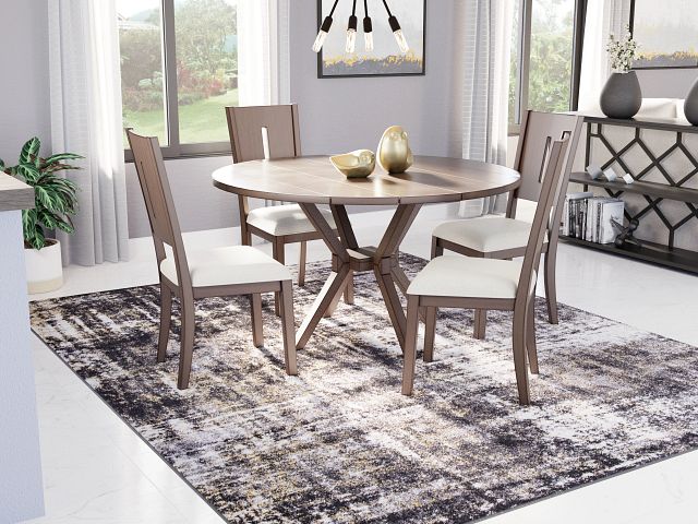Sienna Gray Round Table & 4 Wood Chairs (1)