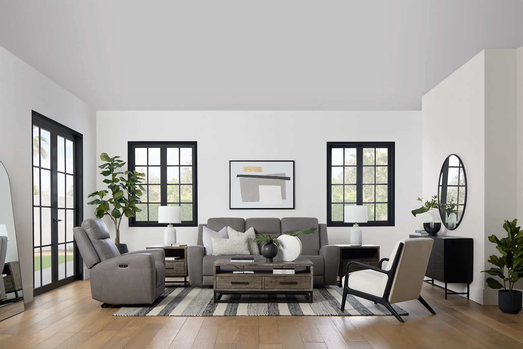 Colton Light Gray Micro Power Reclining Sofa W/ Power Headrest