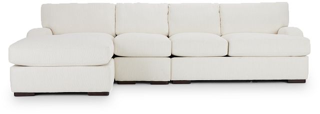 Alpha White Fabric Small Left Chaise Sectional (2)