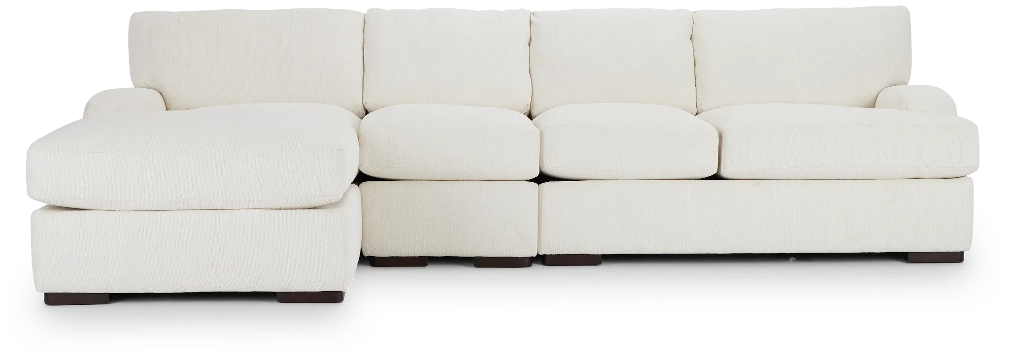 Alpha White Fabric Small Left Chaise Sectional
