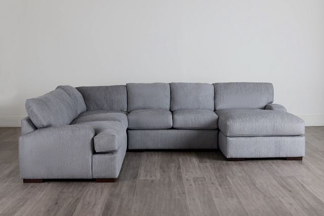 Alpha Light Gray Fabric Medium Right Chaise Sectional