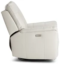 Owen Light Gray Leather Power Swivel Glider Recliner