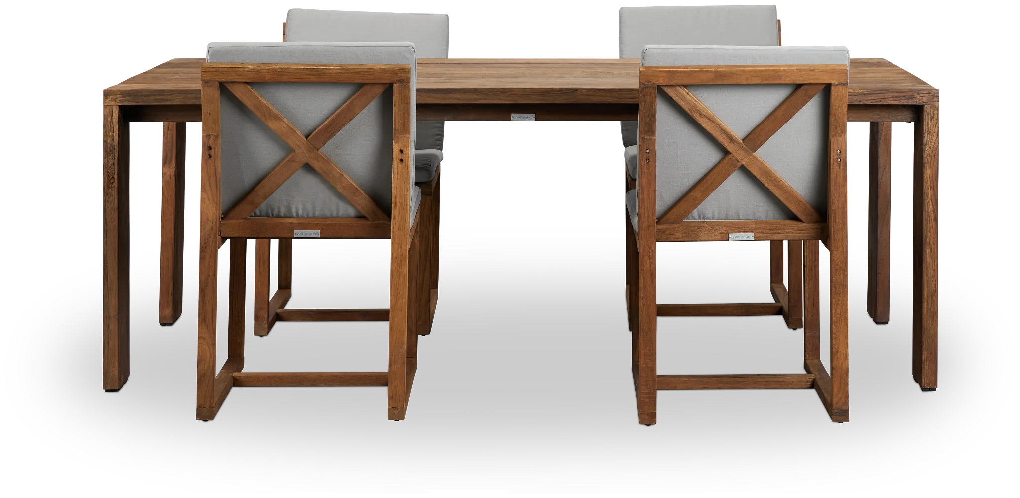 Linear Dark Gray 82" Teak Table & 4 Teak Cushioned Side Chairs