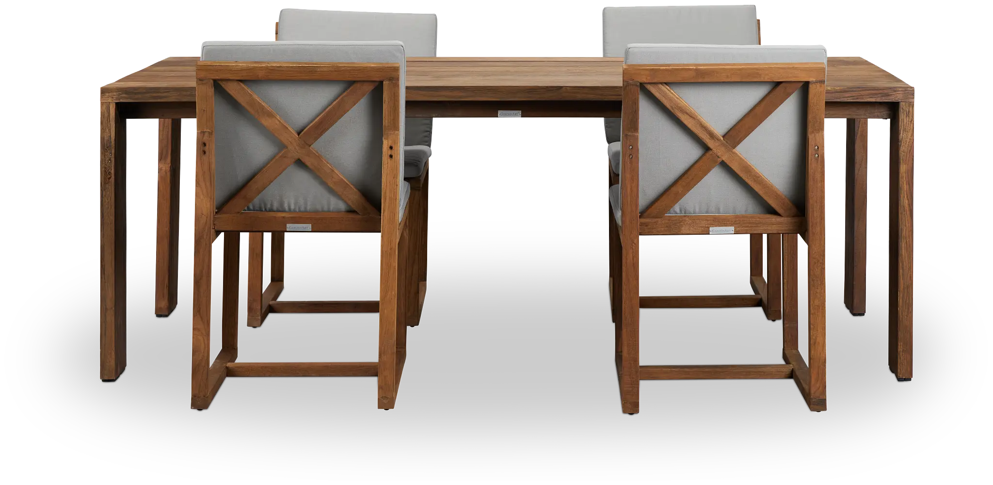 Linear Dark Gray 82" Teak Table & 4 Teak Cushioned Side Chairs Linear Dark Gray 82" Teak Table & 4 Teak Cushioned Side Chairs