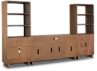 Richmond Light Tone 64" Door Pier Entertainment Wall With Fireplace