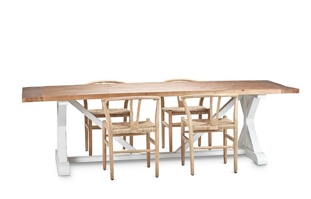 Hilton Light Tone 110" Table & 4 Wood Chairs