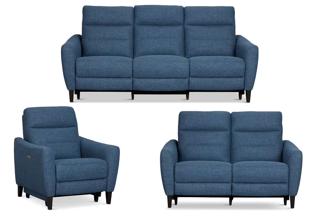 Keaton Blue Fabric Power Reclining Living Room Keaton Blue Fabric Power Reclining Living Room
