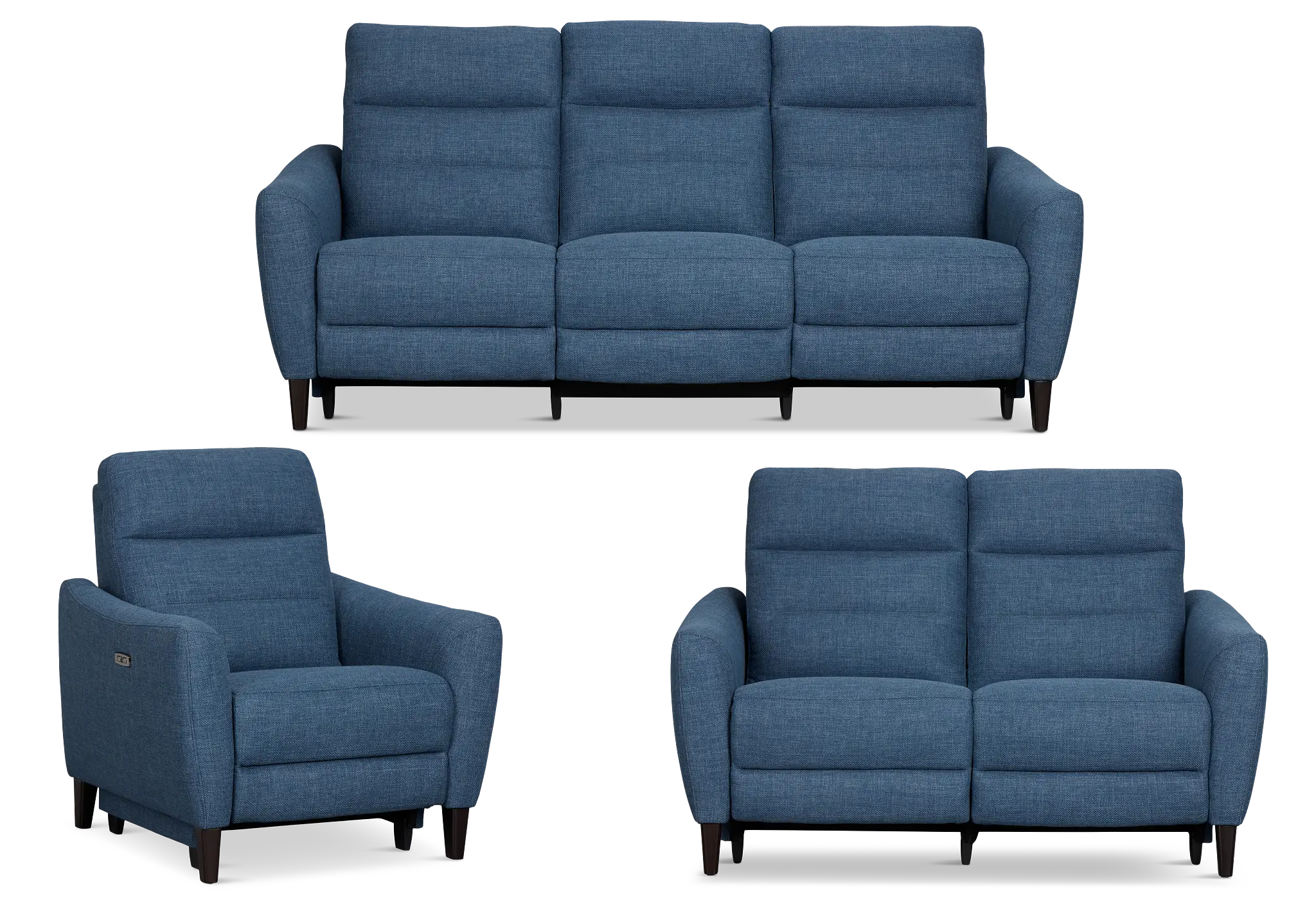 Keaton Blue Fabric Power Reclining Living Room Keaton Blue Fabric Power Reclining Living Room