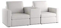 Citymod White Fabric 3-piece Modular Sofa With Media Console