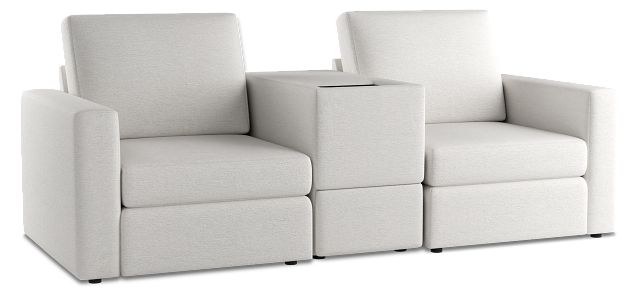 Citymod White Fabric 3-piece Modular Sofa With Media Console