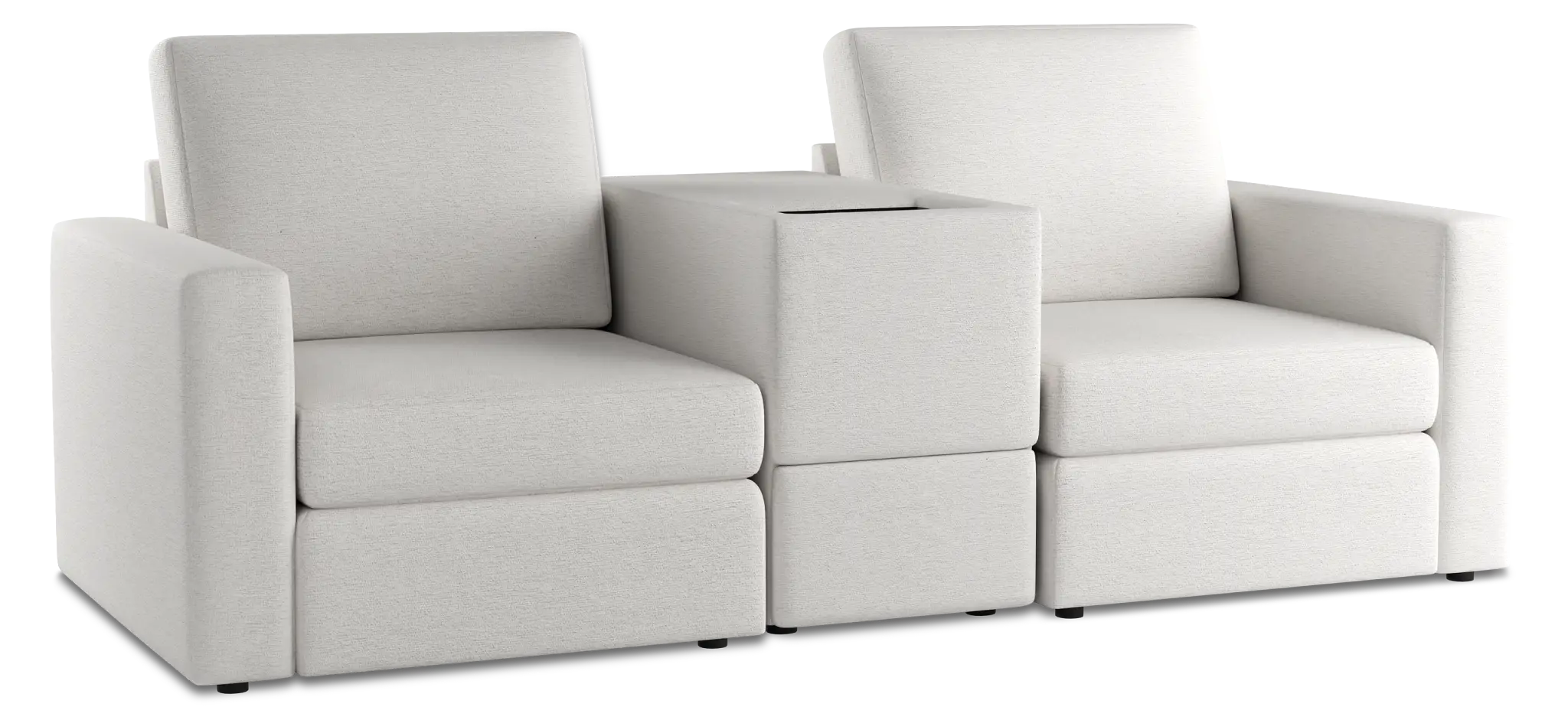 Citymod White Fabric 3-piece Modular Sofa With Media Console Citymod White Fabric 3-piece Modular Sofa With Media Console
