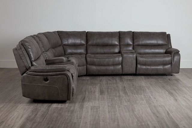 Dober Dark Gray Micro Large Dual Power Reclining Two-arm Sectional (0)