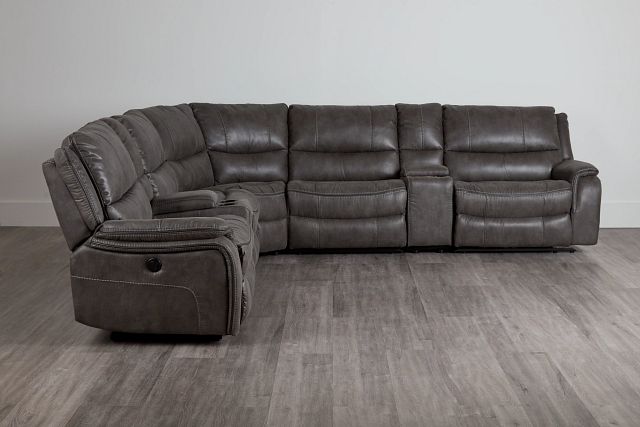 Dober Dark Gray Micro Large Dual Power Reclining Two-arm Sectional