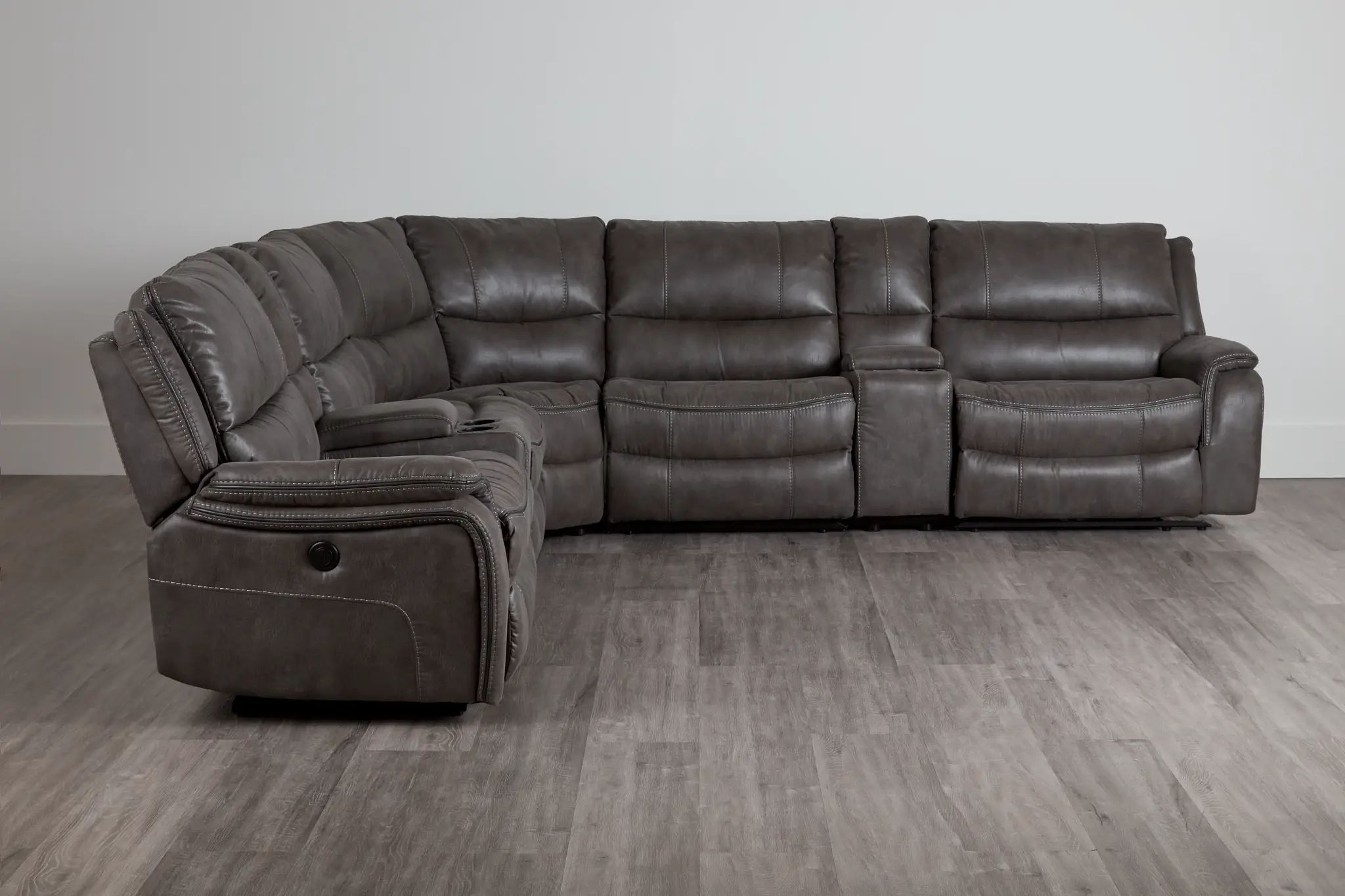 Dober Dark Gray Micro Large Dual Power Reclining Two-arm Sectional Dober Dark Gray Micro Large Dual Power Reclining Two-arm Sectional