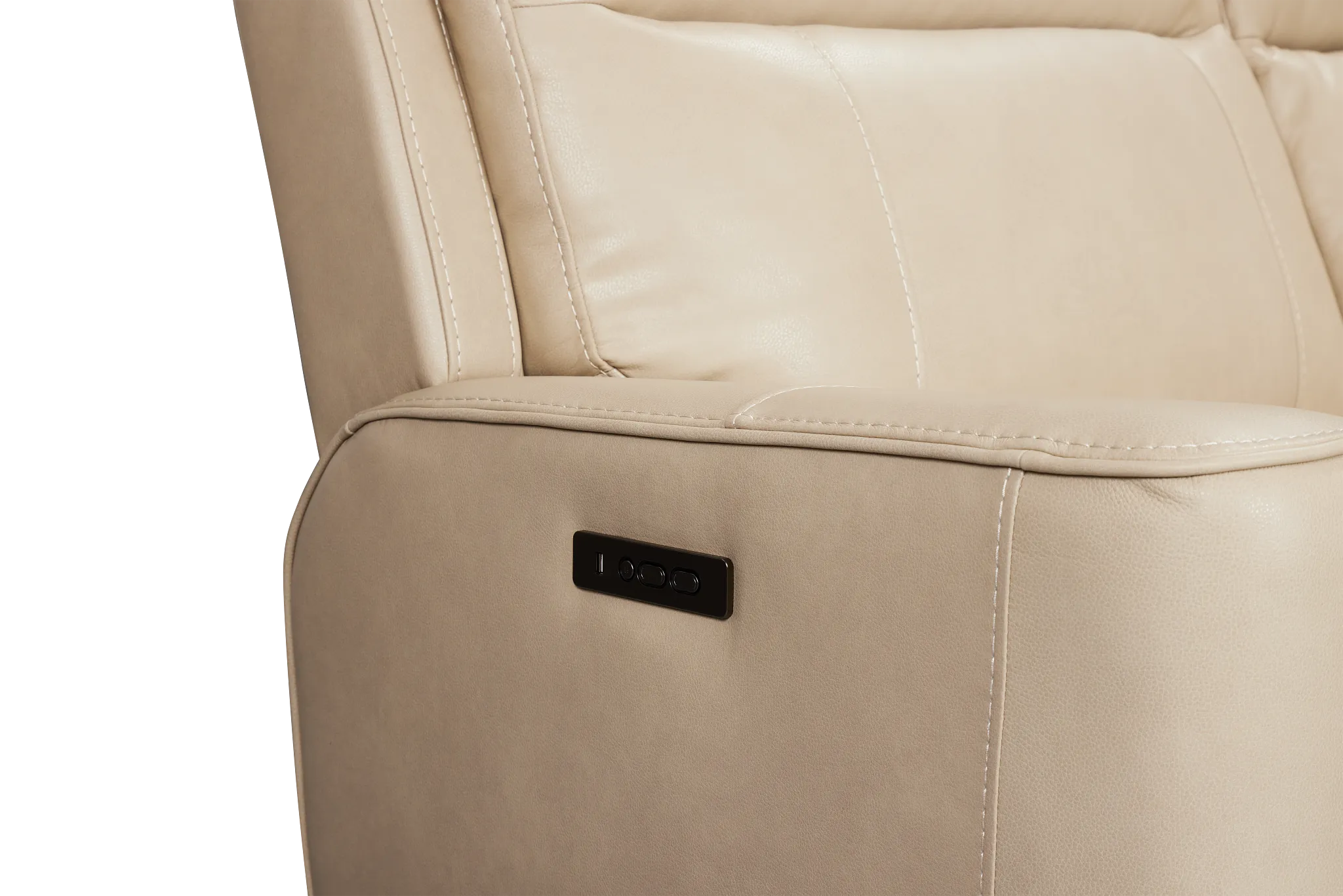 Benji Light Beige Lthr/vinyl Medium Dual Power 2-arm Reclining Sectional