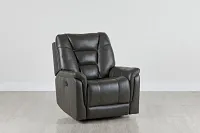 Owen Dark Gray Leather Swivel Glider Recliner