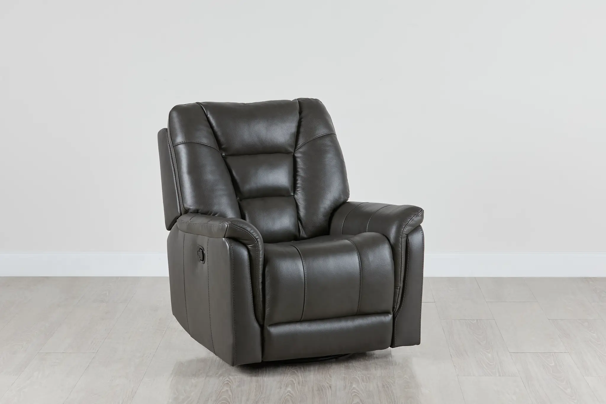 Owen Dark Gray Leather Swivel Glider Recliner Owen Dark Gray Leather Swivel Glider Recliner