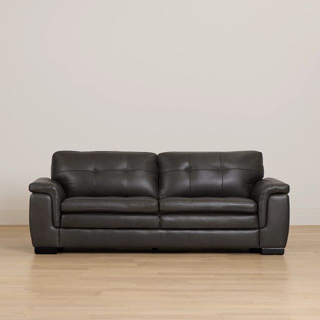 Braden Dark Gray Leather Sofa