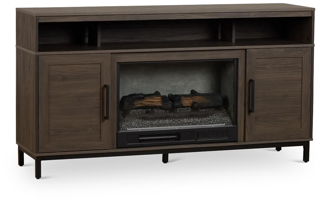 Brandon Mid Tone 60" Tv Stand With Fireplace Insert Brandon Mid Tone 60" Tv Stand With Fireplace Insert