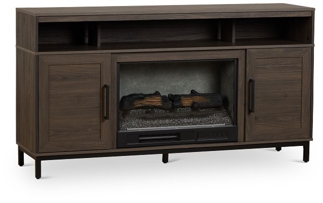 Brandon Mid Tone 60" Tv Stand With Fireplace Insert