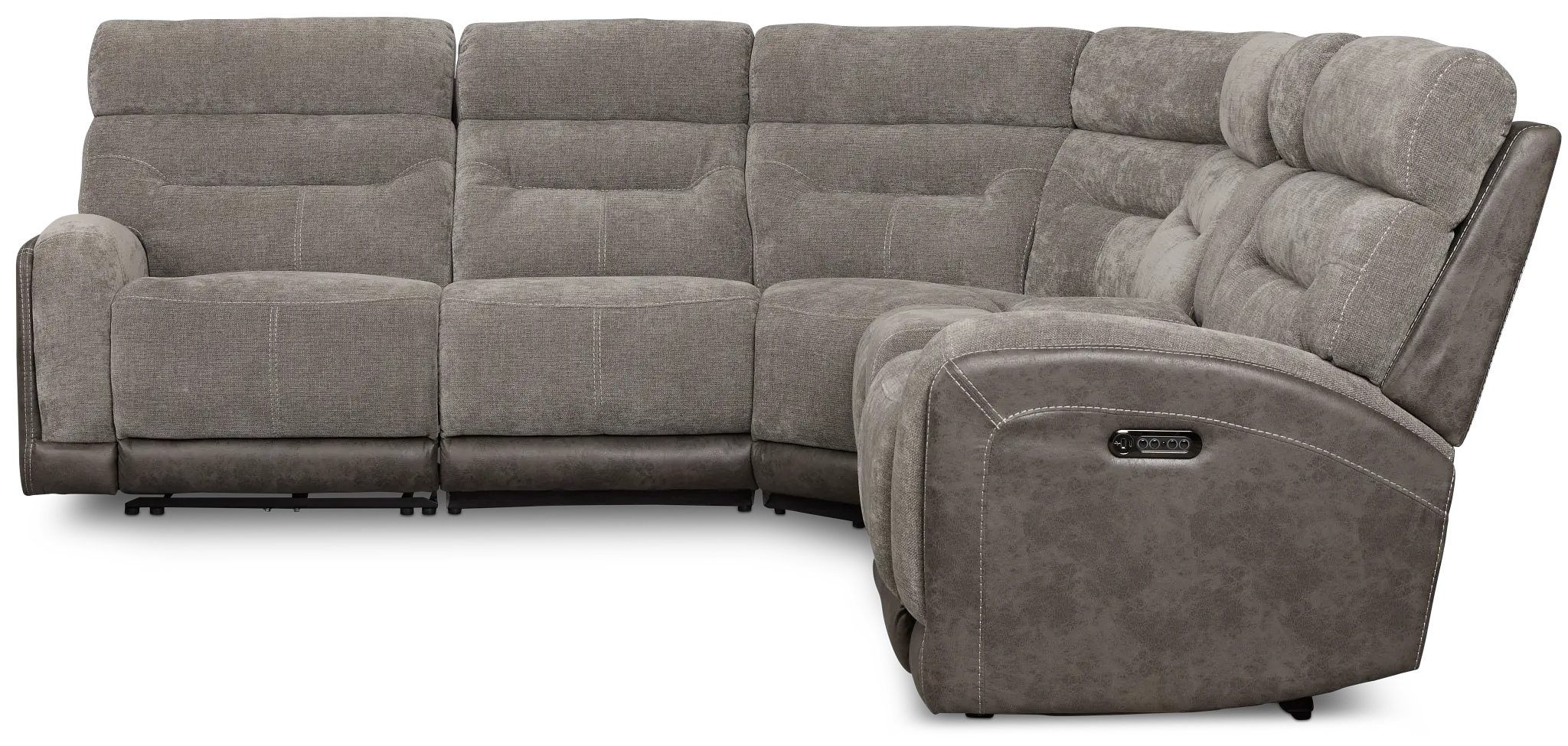 Travis Gray Fabric Medium Triple Power 2-arm Sectional Travis Gray Fabric Medium Triple Power 2-arm Sectional