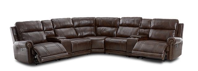 Hunter Dark Brown Micro Large Dual Manually Reclining Two-arm Sectional (4)