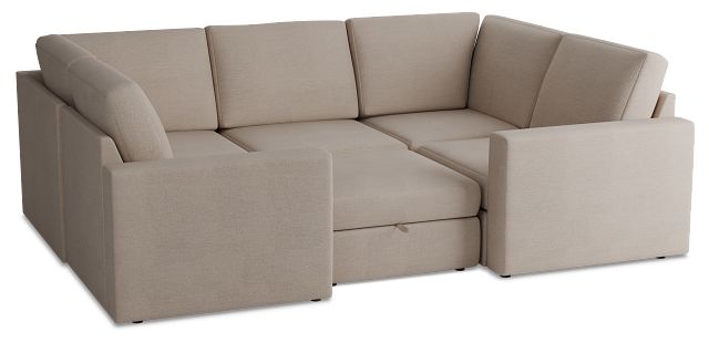 Citymod Beige Fabric 6-piece Pit Sectional