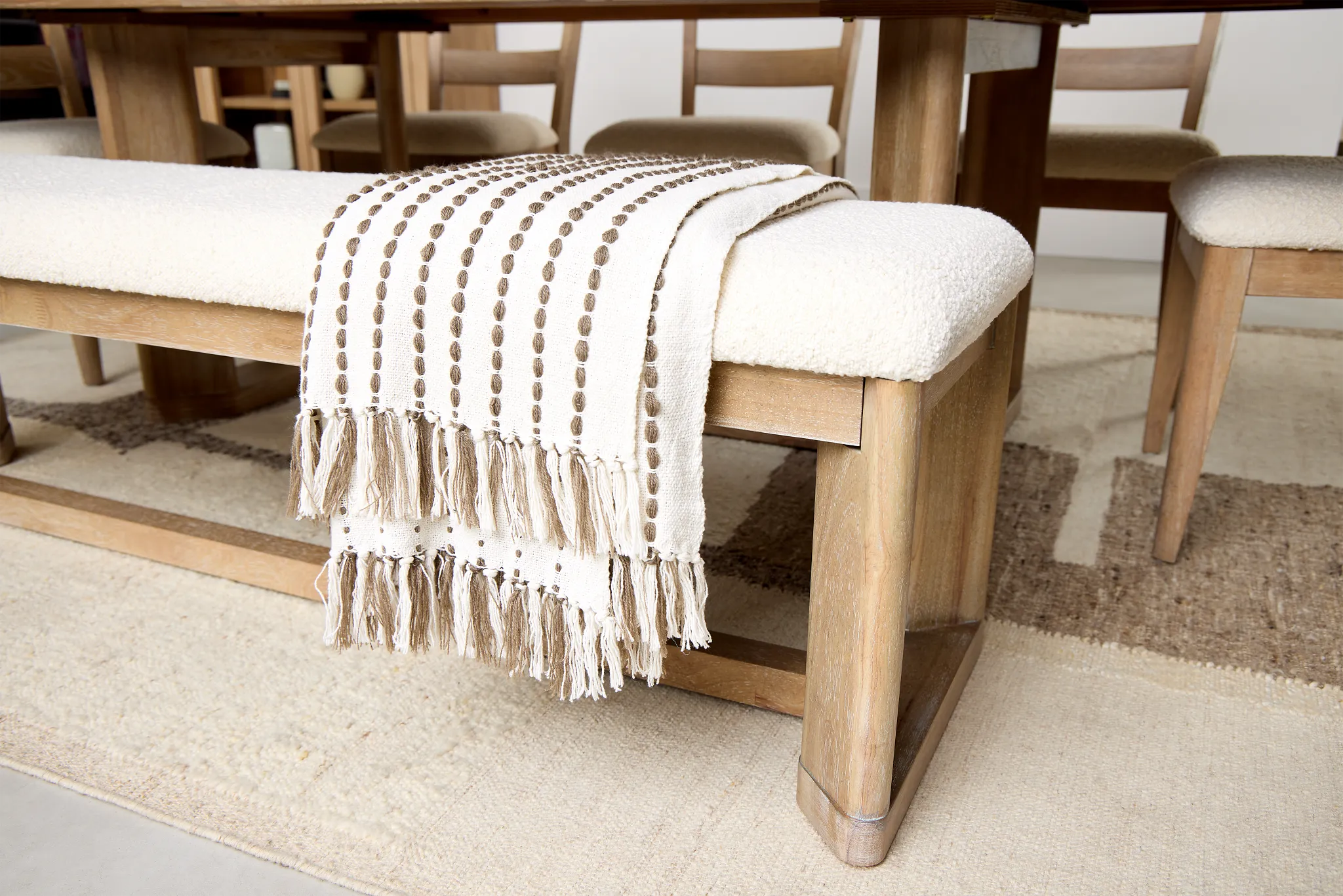 Alton Light Tone Upholstered Dining Bench