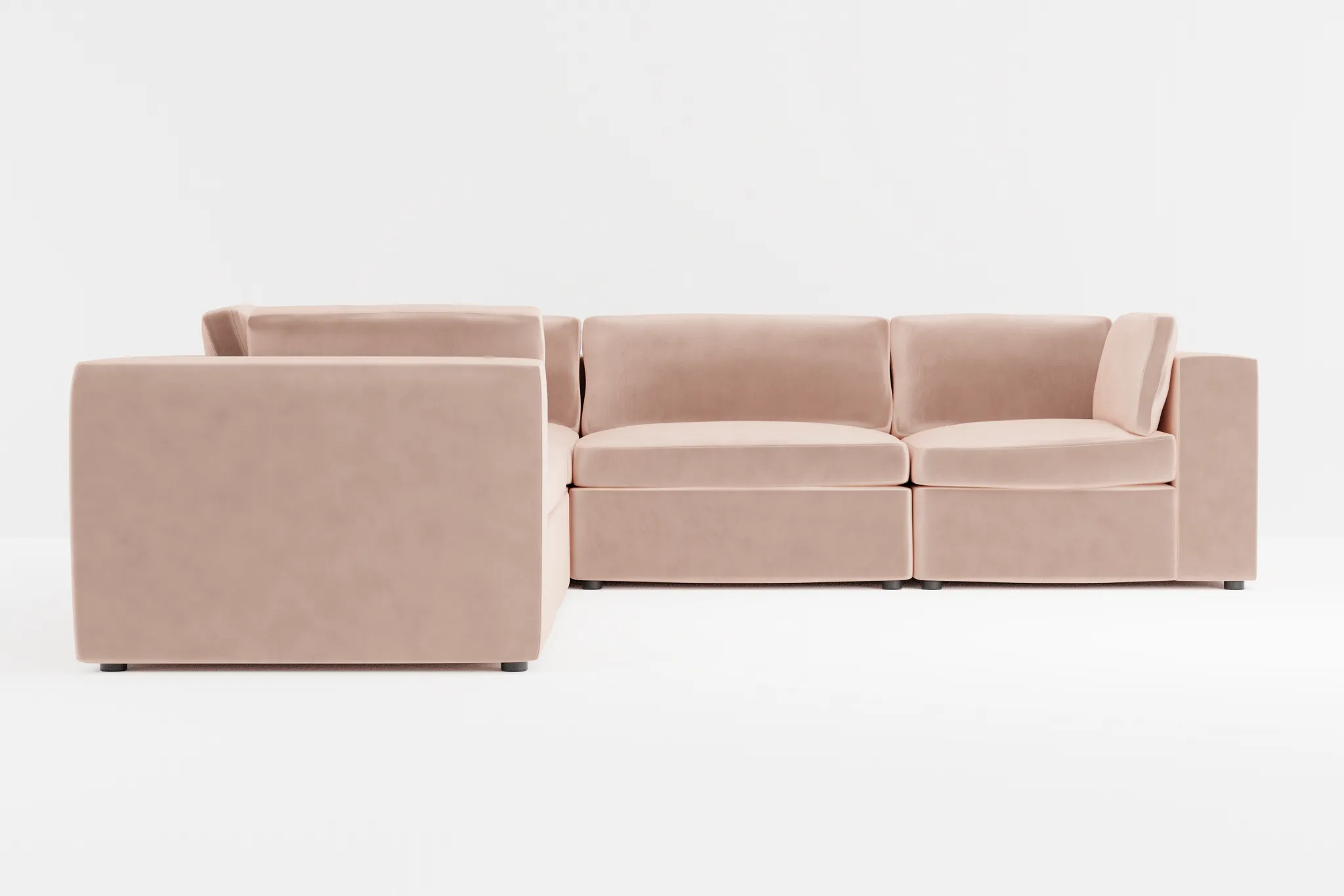 Destin Joya Light Pink Velvet 5-piece Modular Sectional