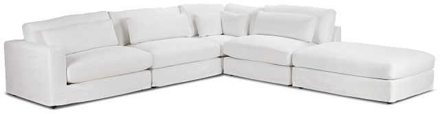 Cozumel White Fabric 5-piece Right Facing Bumper Sectional