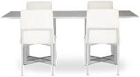 Amalfi White Marble Rectangular Table & 4 Upholstered Chairs