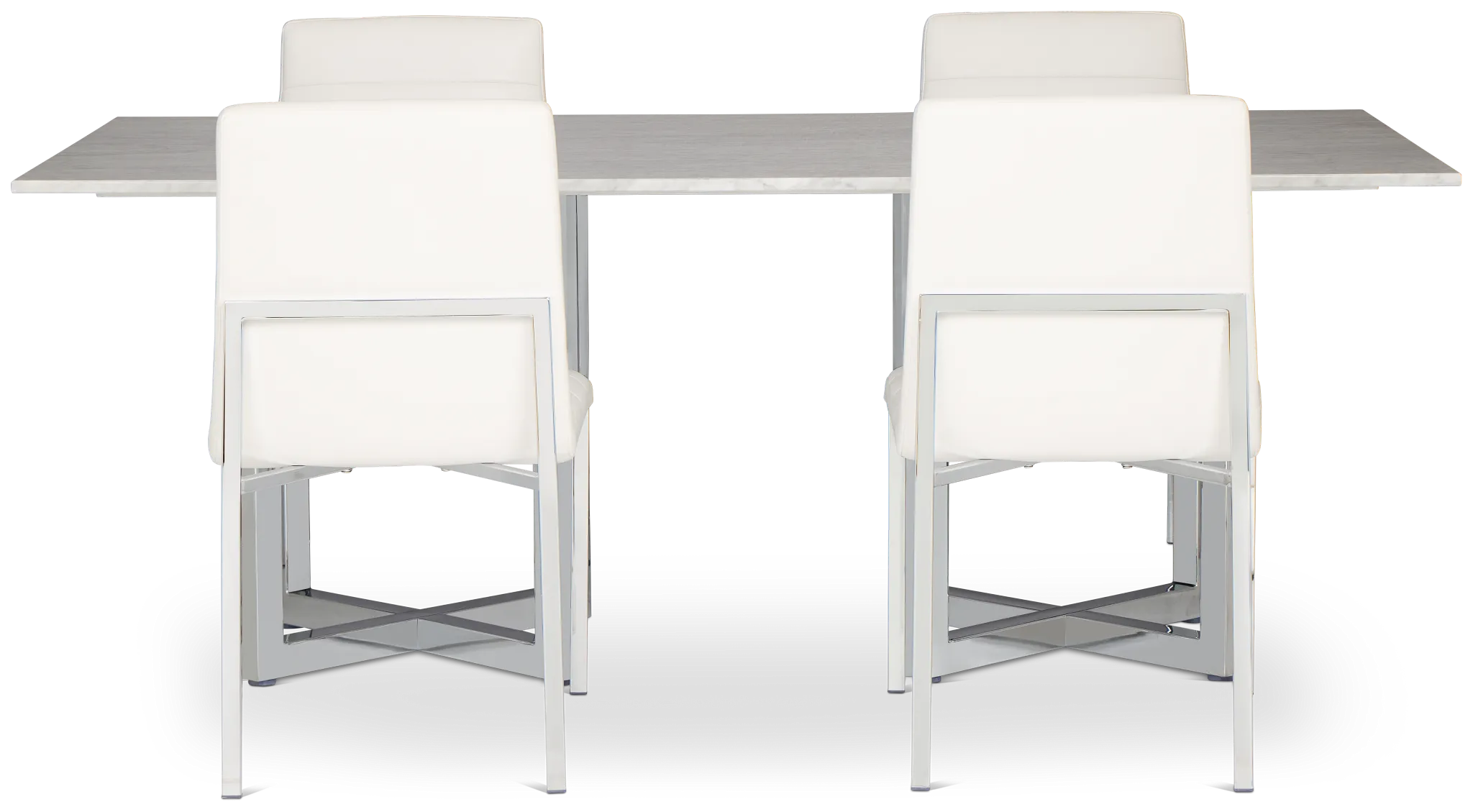 Amalfi White Marble Rectangular Table & 4 Upholstered Chairs