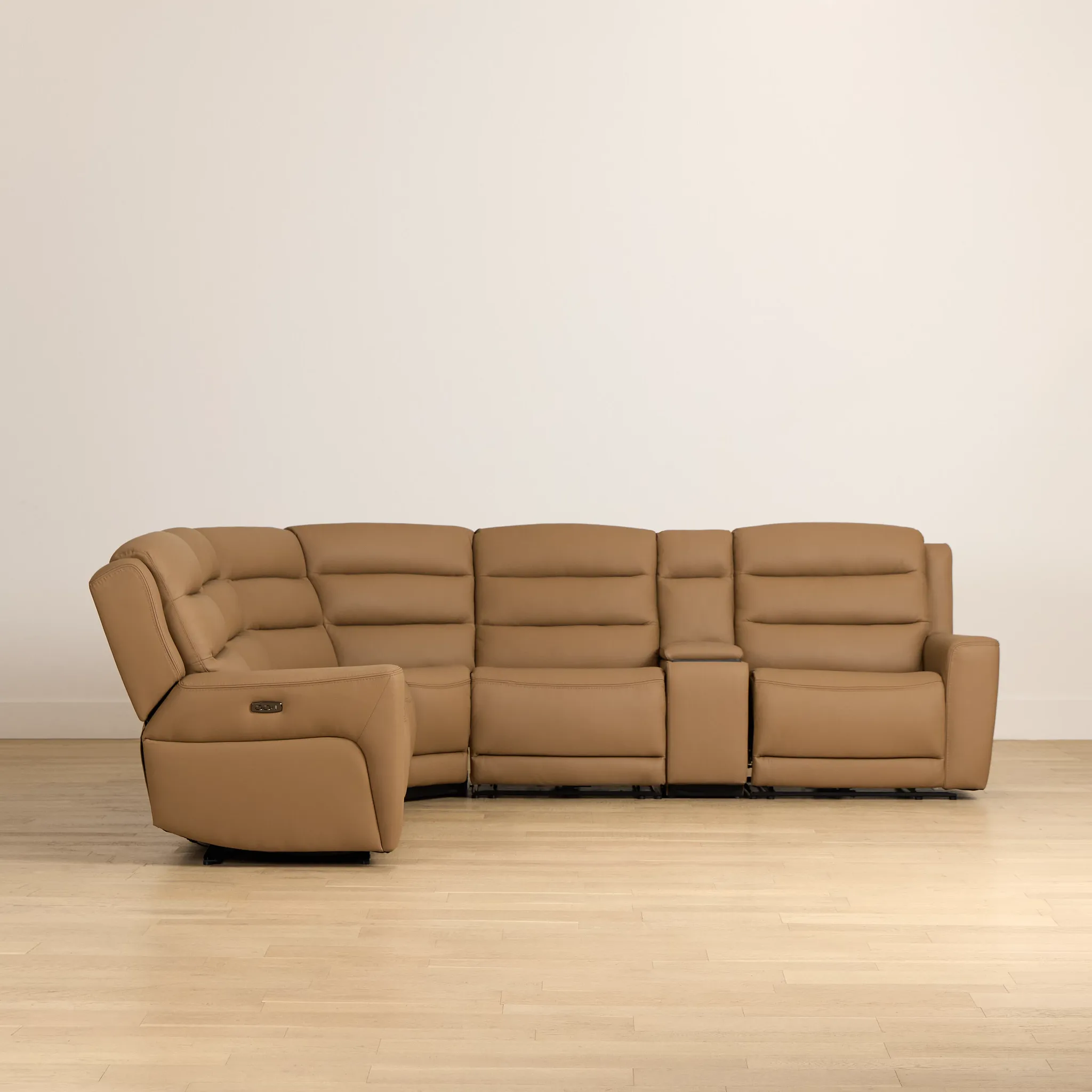 Wilder Brown Leather Medium Triple Power 2-arm Sectional