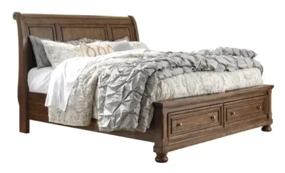 Flynnter Mid Tone Sleigh Storage Bed