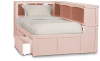 Charleston Pink Corner Bookcase Bed With 2 Storage Drawers