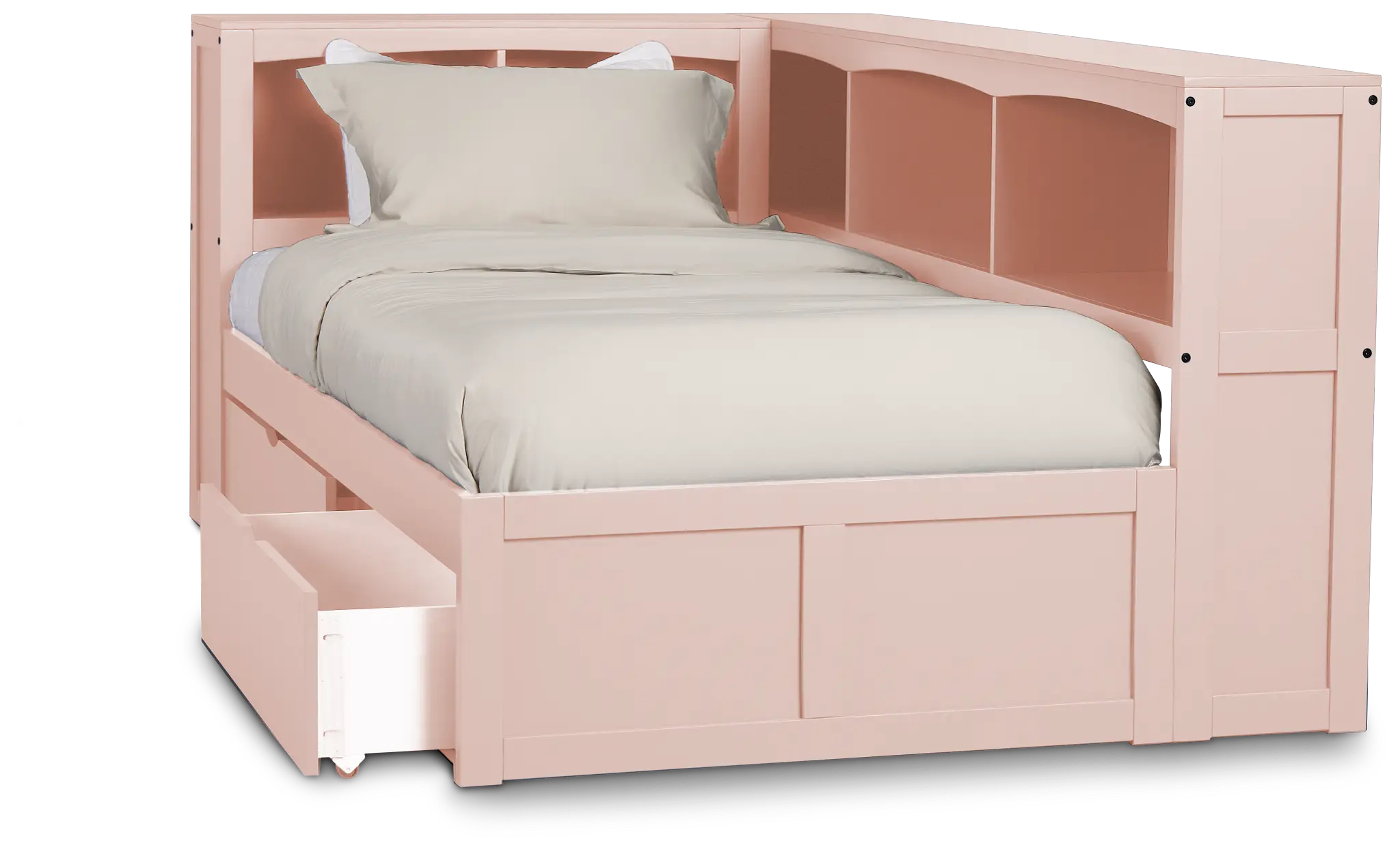 Charleston Pink Corner Bookcase Bed With 2 Storage Drawers Charleston Pink Corner Bookcase Bed With 2 Storage Drawers