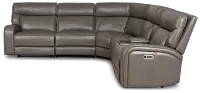 Jasper Gray Leather Medium Triple Power 2-arm Sectional