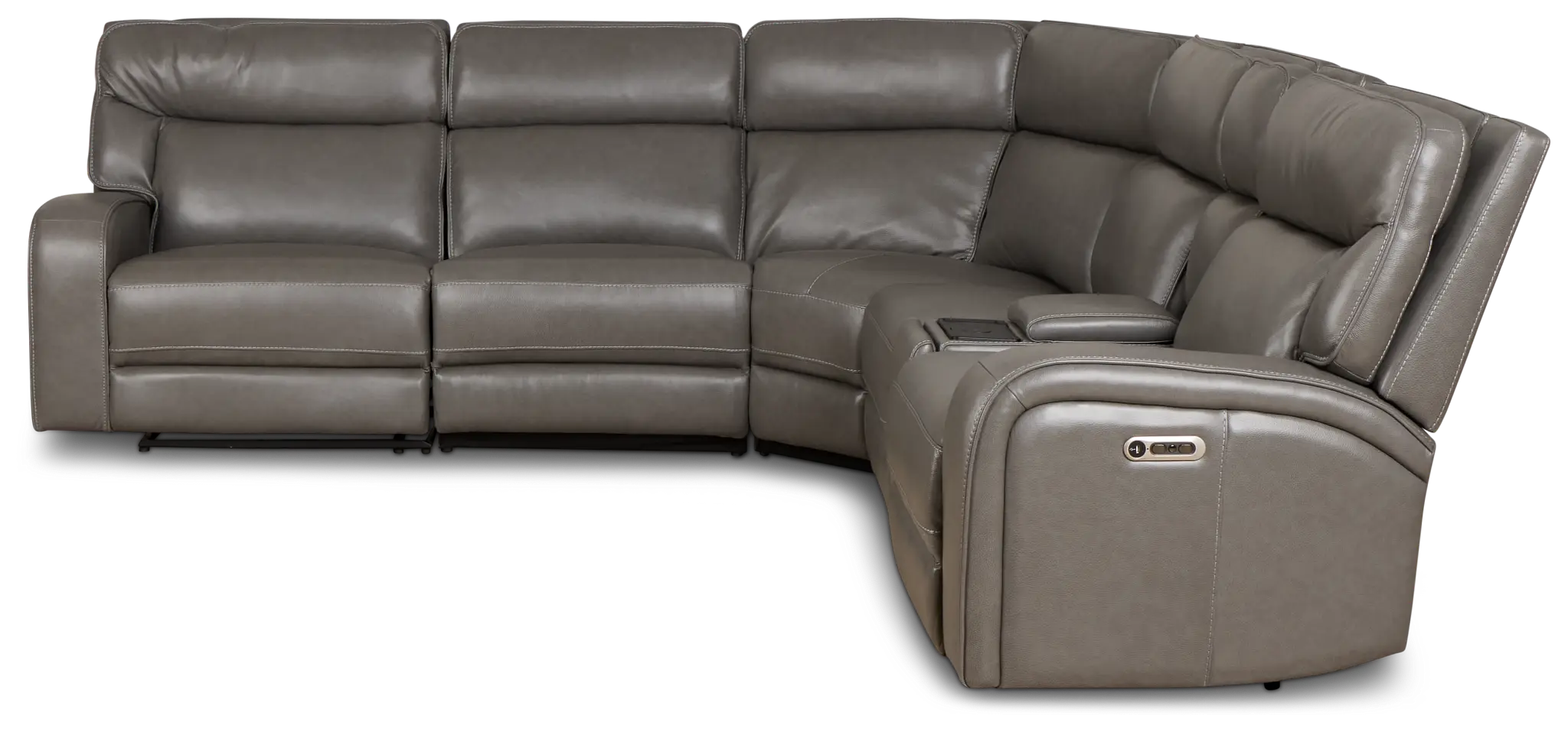 Jasper Gray Leather Medium Triple Power 2-arm Sectional Jasper Gray Leather Medium Triple Power 2-arm Sectional