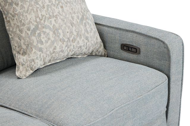 Bayside Light Blue Fabric Power Reclining Loveseat