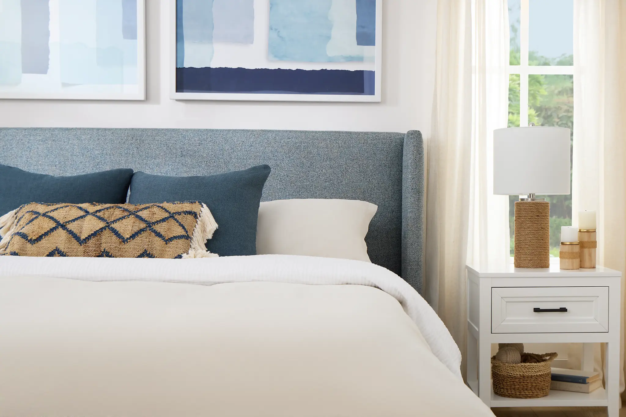 Captiva Natural Beauty Light Blue 48" Upholstered Shelter Bed Captiva Natural Beauty Light Blue 48" Upholstered Shelter Bed