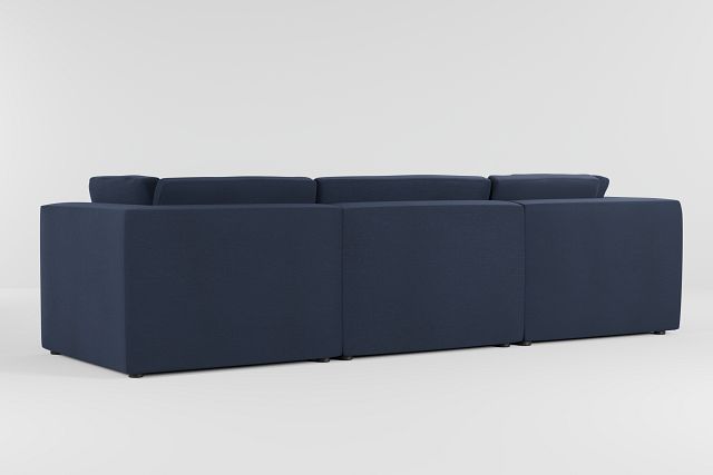 Destin Peyton Dark Blue Fabric 4-piece Bumper Sectional