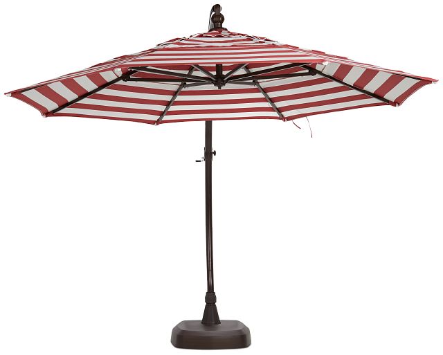 Cayman Red Stripe Cantilever Umbrella Set