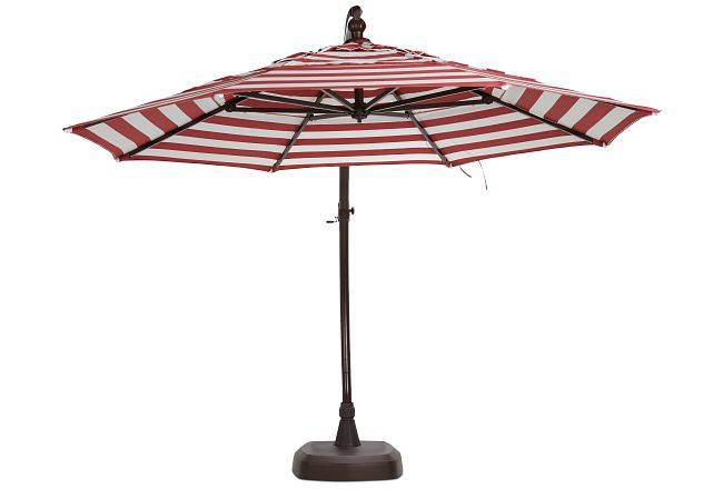 Cayman Red Stripe Cantilever Umbrella Set