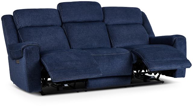 blue microfiber reclining sofa