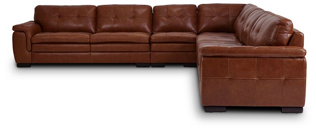 Braden Medium Brown Leather Large Two-arm Sectional