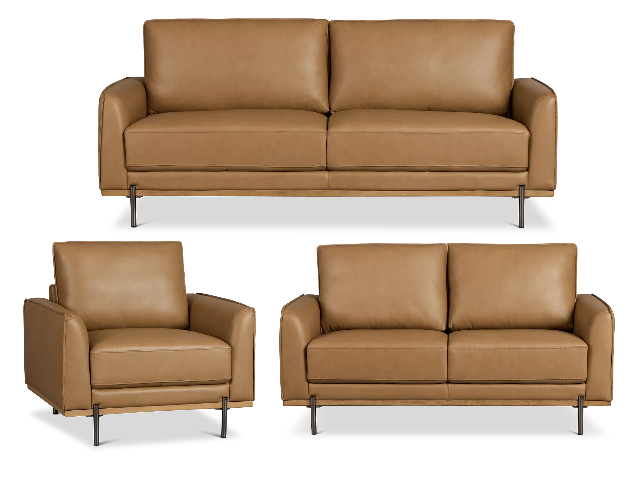 Tessa Light Brown Leather Living Room